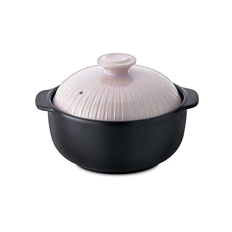 Lucia Kitchen Flower Lucia Natural Glazed Ceramic Porcelain Cookware Hot Pot (Beige Pink 1400ml) - Image 1
